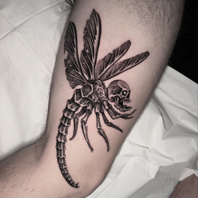 The tattoo vs the sketch.  If you’re like me, you don’t always have a fully rend… — tattoo by Ryley  Smith, Bozeman, Montana