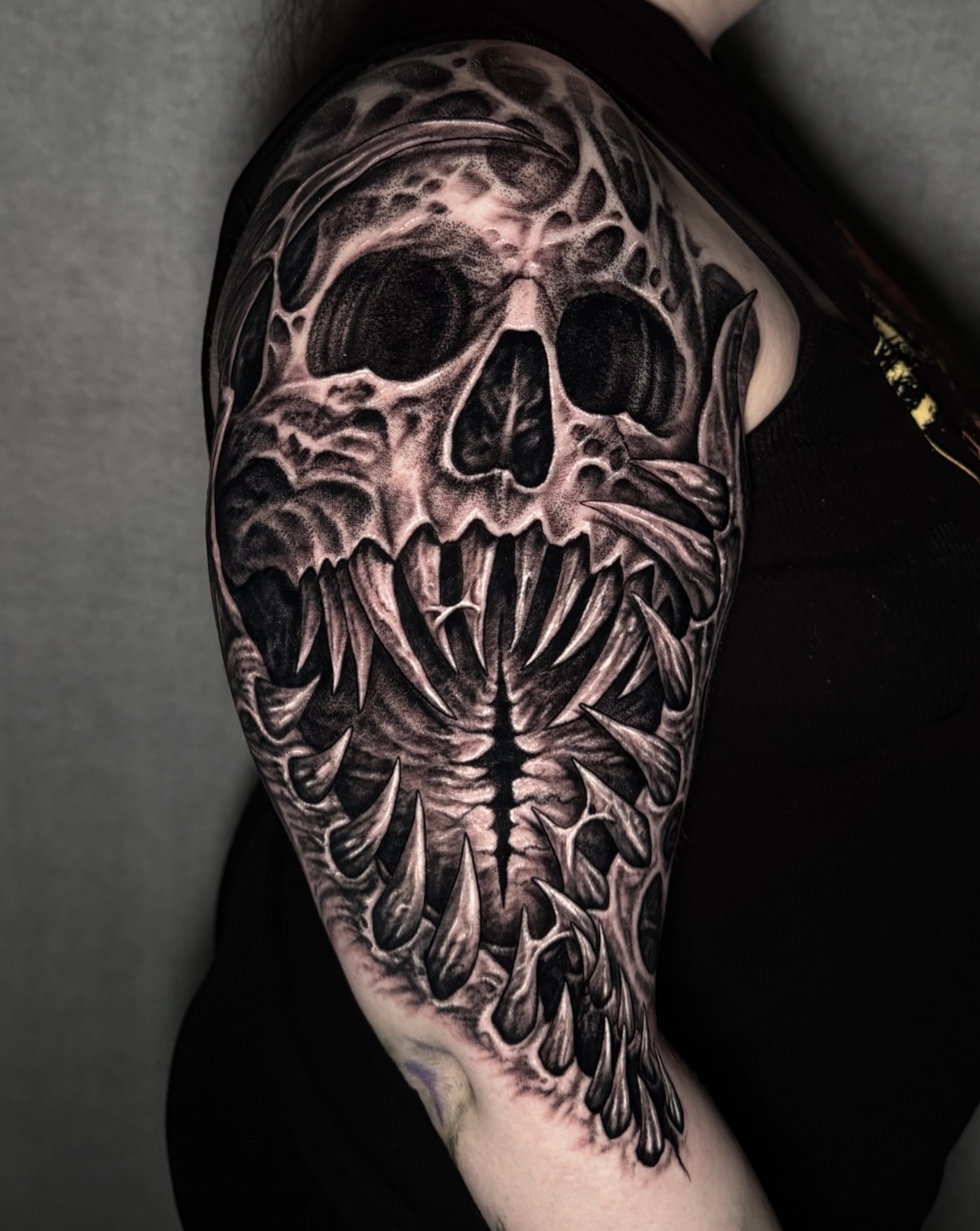 Freehand sleeve I started on my friend Jayde.  Always good hangs.  Swipe to see … — tattoo by Ryley  Smith, Bozeman, Montana