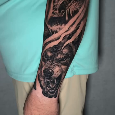 Here’s some progress on a wildlife sleeve I’ve been working on for my friend Rod… — tattoo by Ryley  Smith, Bozeman, Montana
