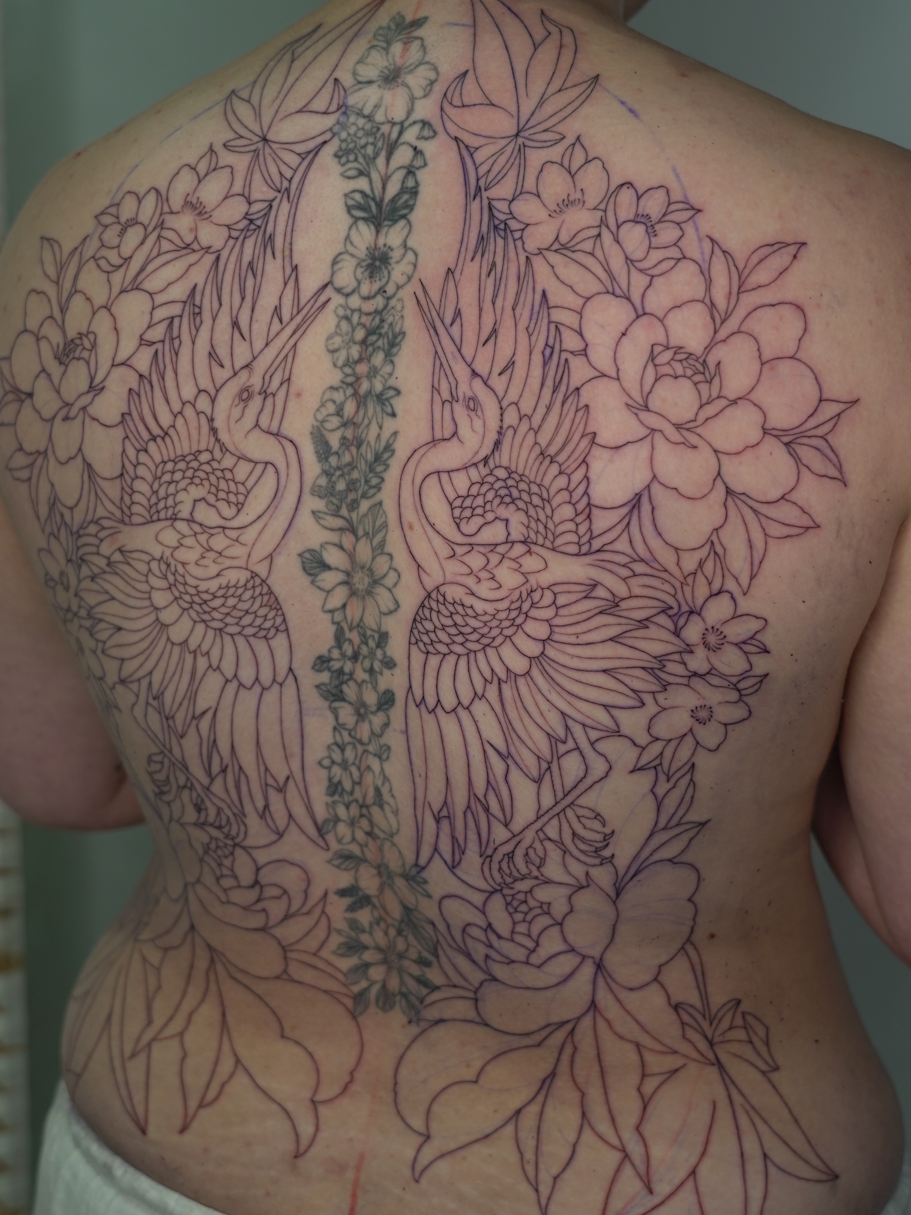 Work in progress on this lovely back piece. I can’t wait to carry on with this a… — tattoo by Liam Roberts, Toronto, Ontario
