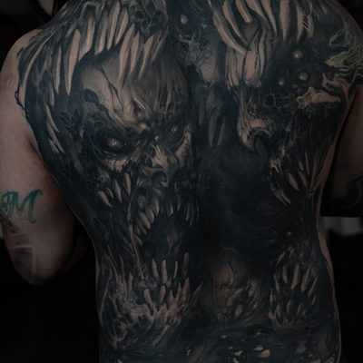 Handful of years healed 
Stoked to see the big homie Yan today.
I need yall to c… — tattoo by Nick G, Seattle, Washington