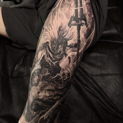 ⛓️THE NAMELESS KING⛓️
Arguably one of the lore-coolest bosses in ds3 I will die … — tattoo by Nick G, Seattle, Washington