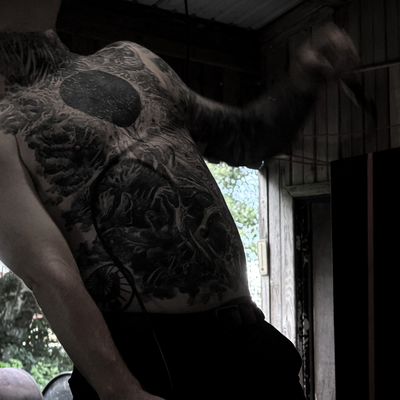 Healed shots only count outside and at the most obscure local extreme music fest… — tattoo by Nick G, Seattle, Washington