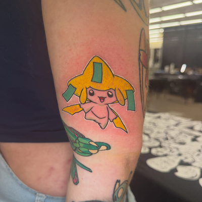Jirachi 😁 — tattoo by Tyler Blane, Waco, Texas