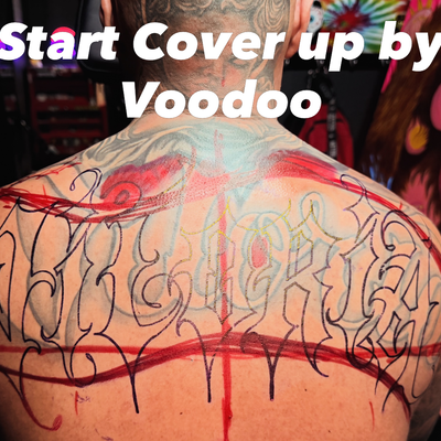 A start of a big last name redo gonna tie up the head tattoo to the back next se… — tattoo by VooDoo Ink Tattoo, Phoenix, Arizona