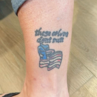 A Cover-up I did that was lot of fun! Black and Grey American flag and added a S… — tattoo by Ricky Aragon, Elkhorn, Nebraska