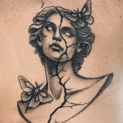 Black & grey fine-line realism with gothic, classical, and anatomical influence.… — tattoo by Ray Trombetta, Wallingford, Connecticut