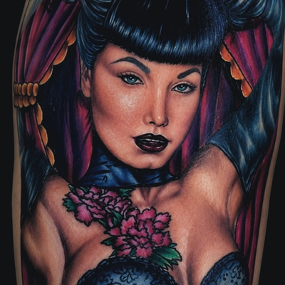 Olivia De Berardinis, Betty Page pin tattoo by nemo One #pinuptattoo — tattoo by nemo one, Yuma, Arizona