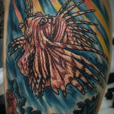 #realismtattoo #tattoo #colortattoo #lionfish #oceantattoo #coralreef by Nemo On… — tattoo by nemo one, Yuma, Arizona