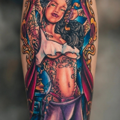 Color pin up tattoo by @nemo619one  at Skin Dependent Tattoo and Laser removal 
… — tattoo by nemo one, Yuma, Arizona