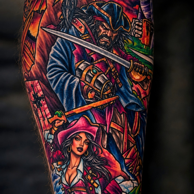 pirate tattoo by @nemo619one at skin dependent tattoo and laser removal  #yumaar… — tattoo by nemo one, Yuma, Arizona