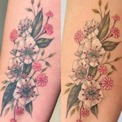 Tattoo done on June, 2021 and today (no touch up) ✨ Avoid direct sunlight during… — tattoo by Vickie Chiang, Los Angeles, California