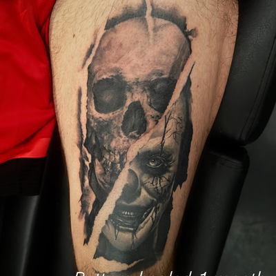 Fun piece I finished just before the end of the year! Trying to be better about … — tattoo by Tom Doyle, Phoenix, New York
