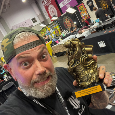 What a fun weekend so far at @syracusetattooartsfestival  held by @villainarts !… — tattoo by Tom Doyle, Phoenix, New York