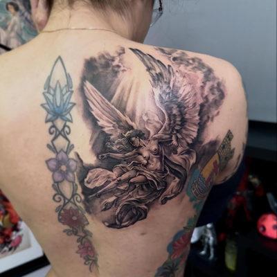 Very fun piece I got to do. Figured I’d post the fresh. ( all other work in pict… — tattoo by Tom Doyle, Phoenix, New York