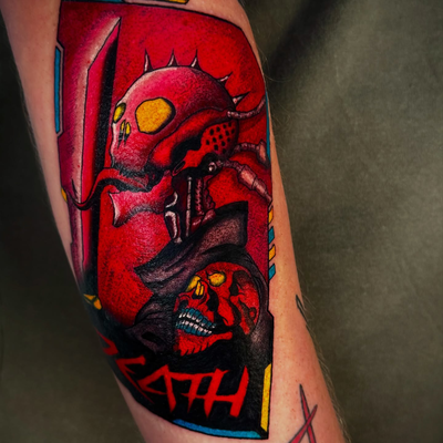 There are no happy endings in Night City.
•
•
•
•
• @hurtclubco 🩷💚 @crybabytat… — tattoo by Joel Soria, Tucson, Arizona