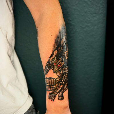 “When you meet your God, tell him to leave me alone.” John “Guts” Berserk
Loved … — tattoo by Joel Soria, Tucson, Arizona