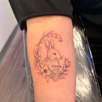 A bunny friend! — tattoo by Celtae Flint, Albany, New York