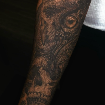 Coverup, healed 7 years. No touch ups! Thank you Andrew! — tattoo by Sara Haroun, Toronto, Ontario