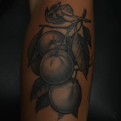 Jaffa oranges from my @hibrfalastin fundraiser flash 🍊 thank you so much Daniel… — tattoo by Sara Haroun, Toronto, Ontario