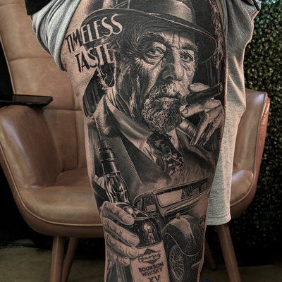 part of the tattoo I did at Sinners Tattoo Expo — tattoo by Jvan  Gabriel, Houston, Texas